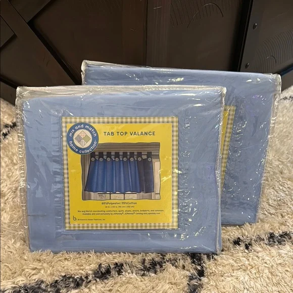 Valance Set Blue with white buttons - Picture 1 of 5